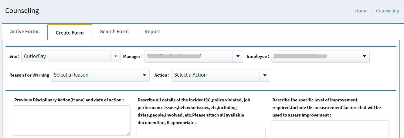 Step 3 - Enter Reason and Action