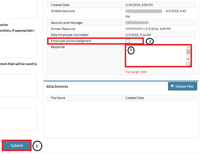 Step 2 - Enter Employee Response and Acknowledge Form